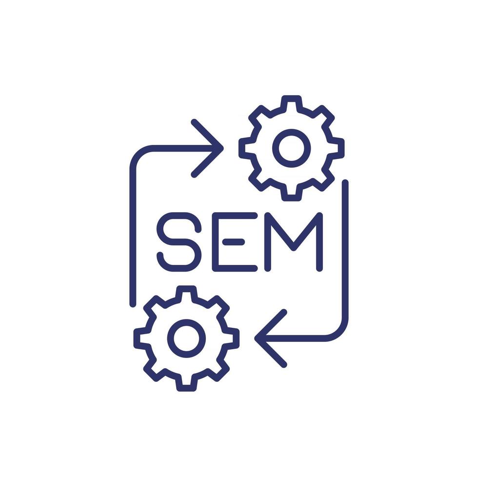 SME icon with gears and arrows, line vector