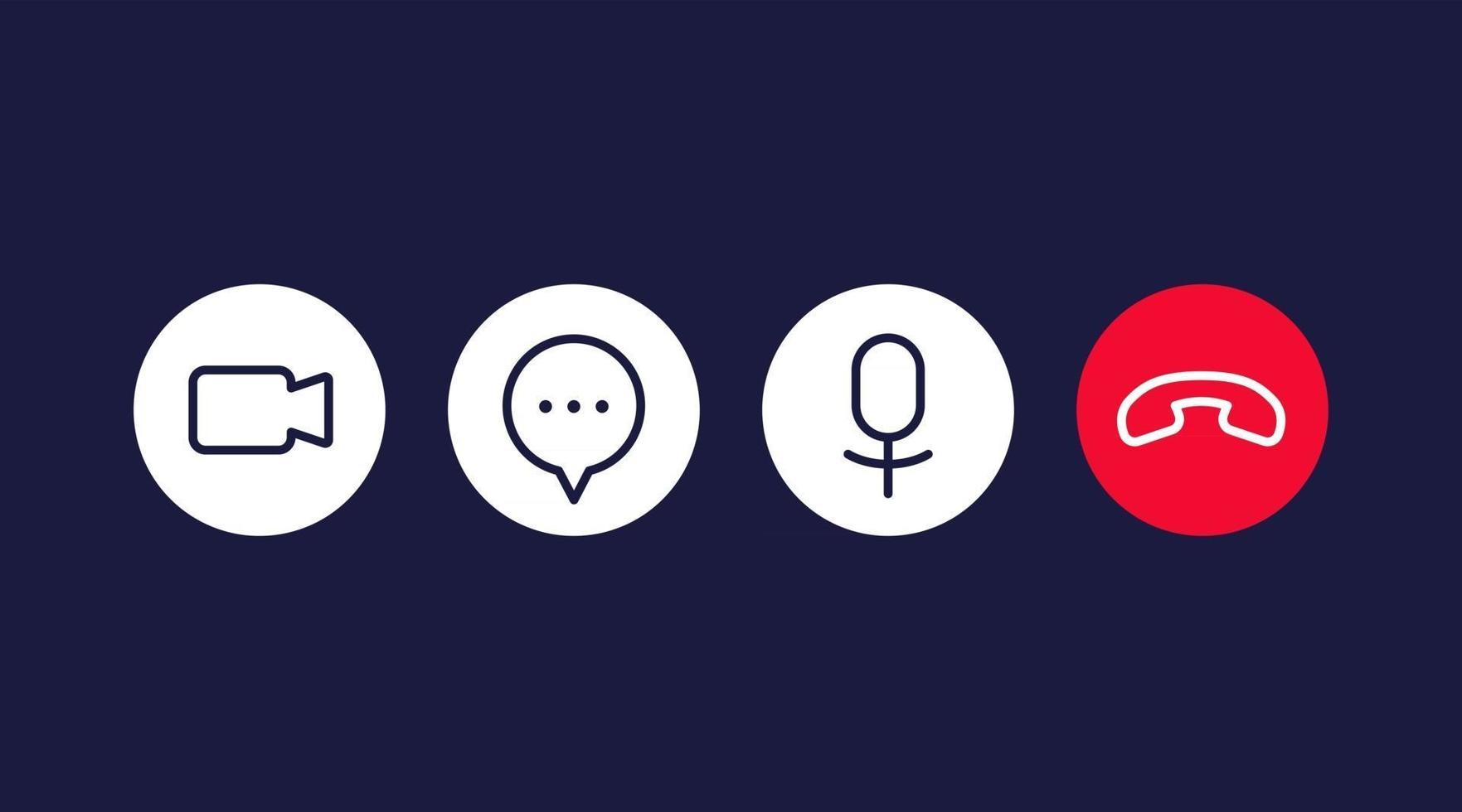 video call icons for interface, line vector