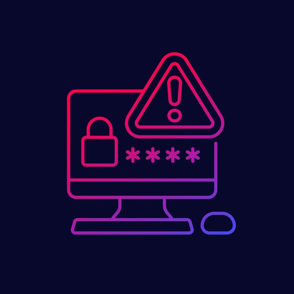 password warning line icon for web vector