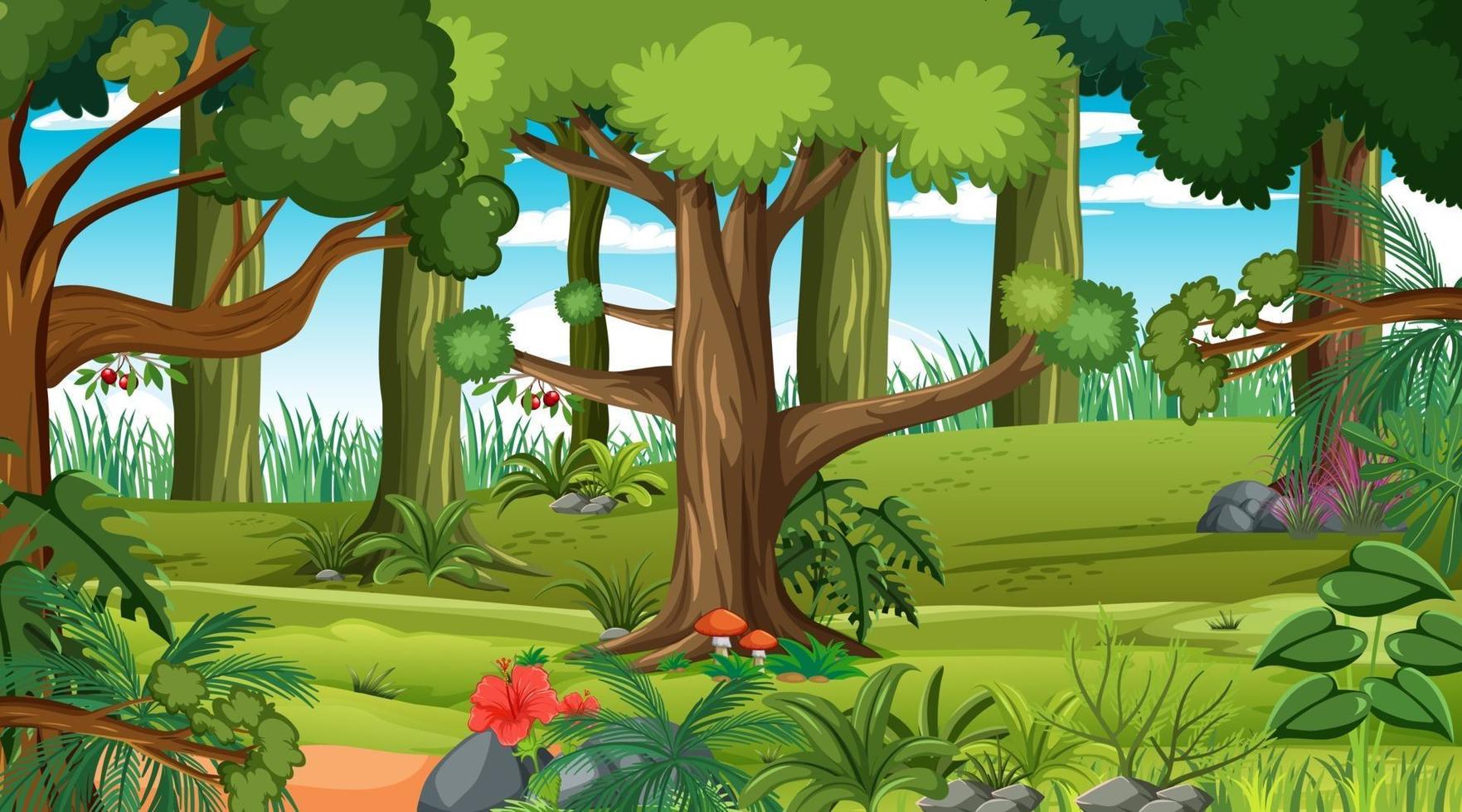 Forest at daytime landscape scene vector