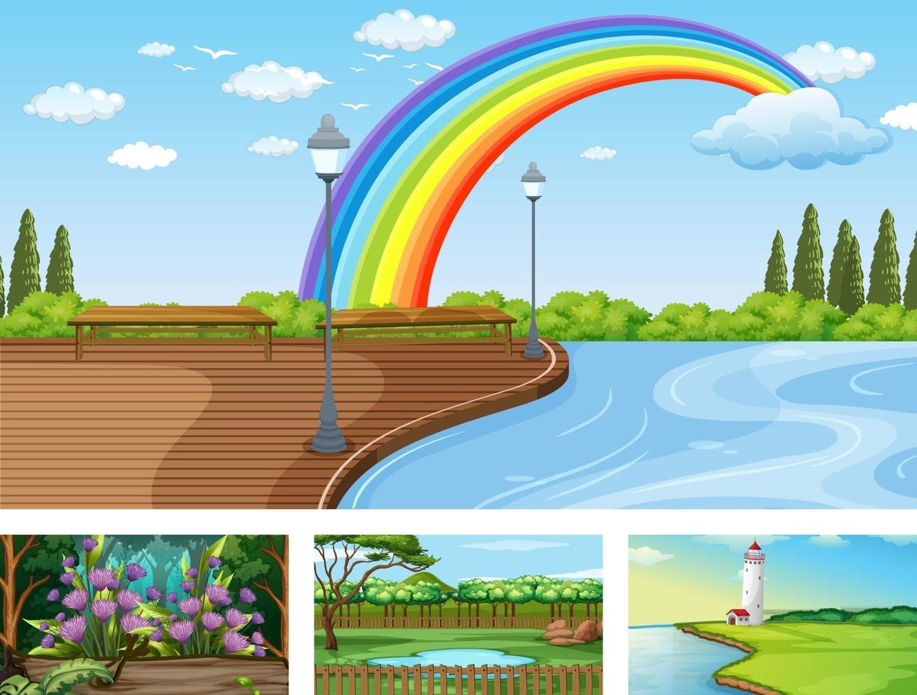 Four different nature horizontal scene vector