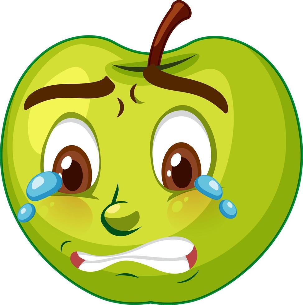 personaje de dibujos animados de manzana con expresión facial vector