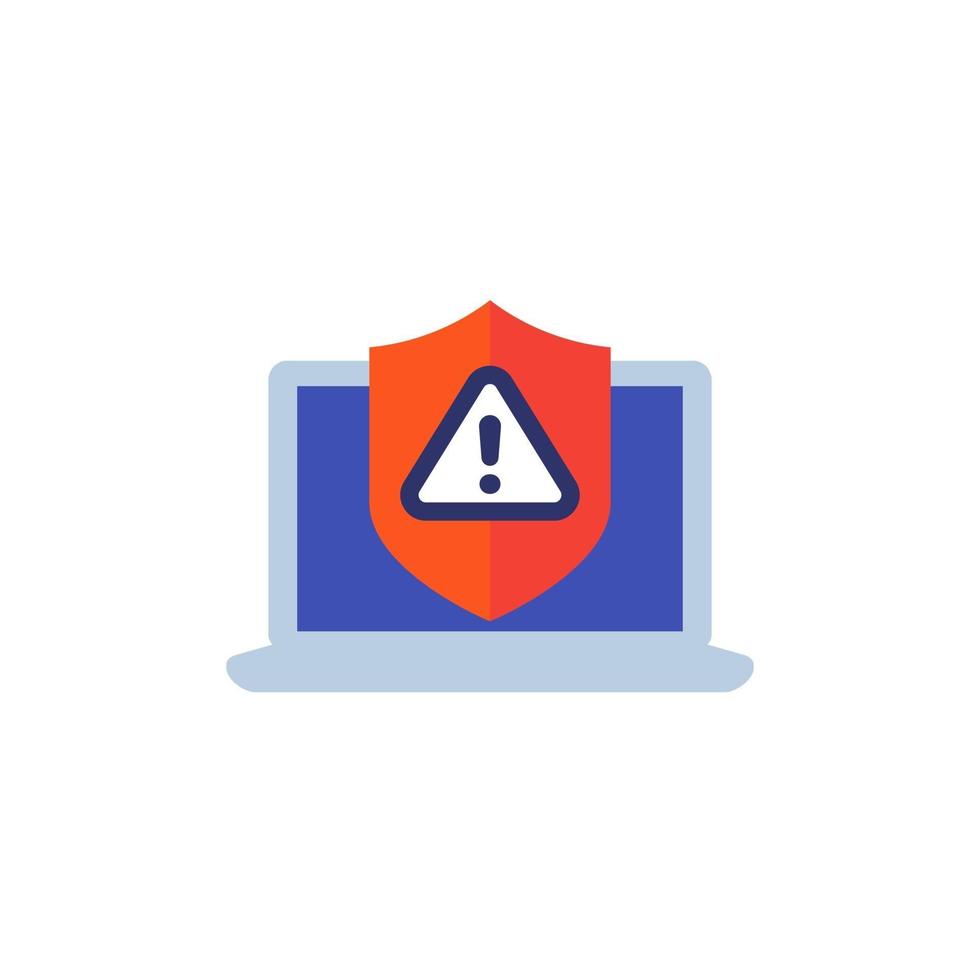 cyber attack alert icon, flat vector