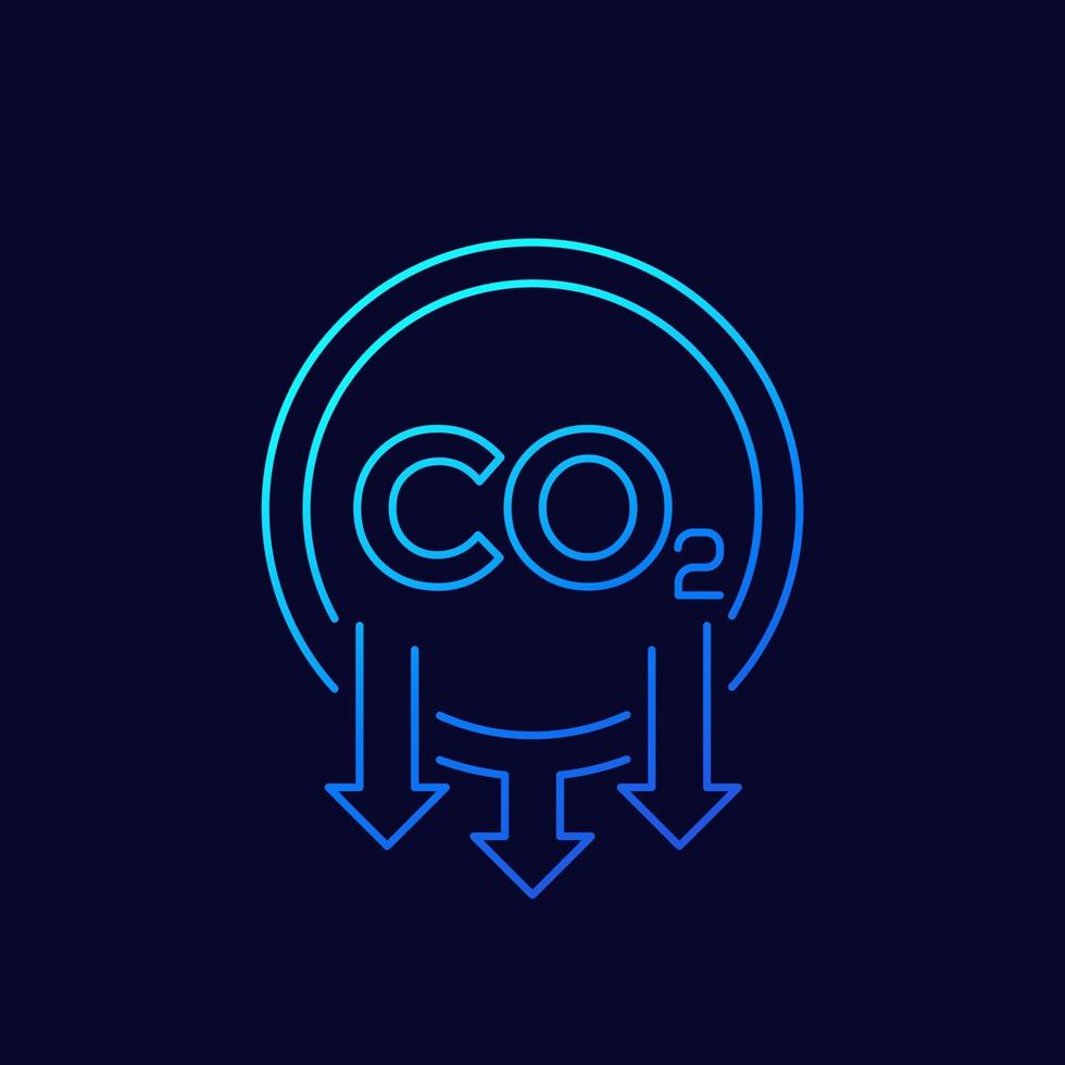 co2, reduce carbon emissions thin line icon vector