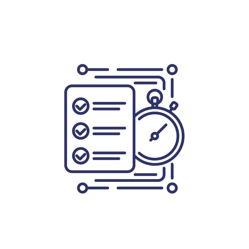 check list and timer line icon vector