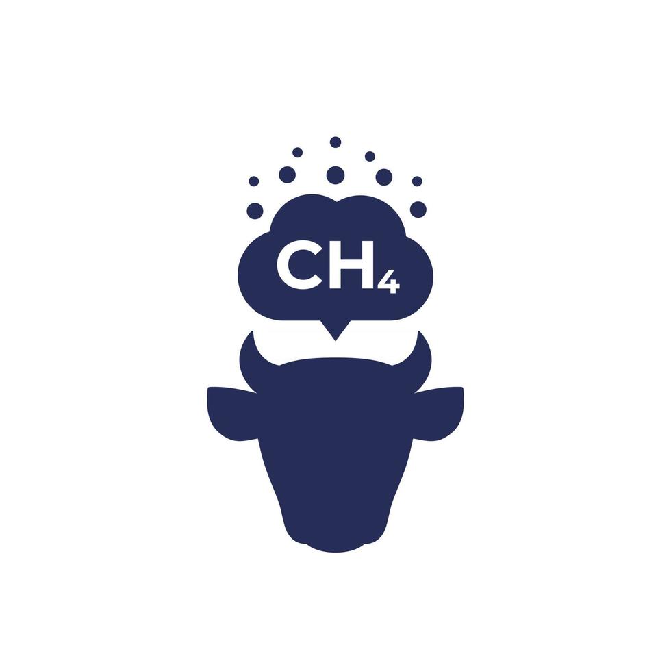 methane emissions icon with cattle vector