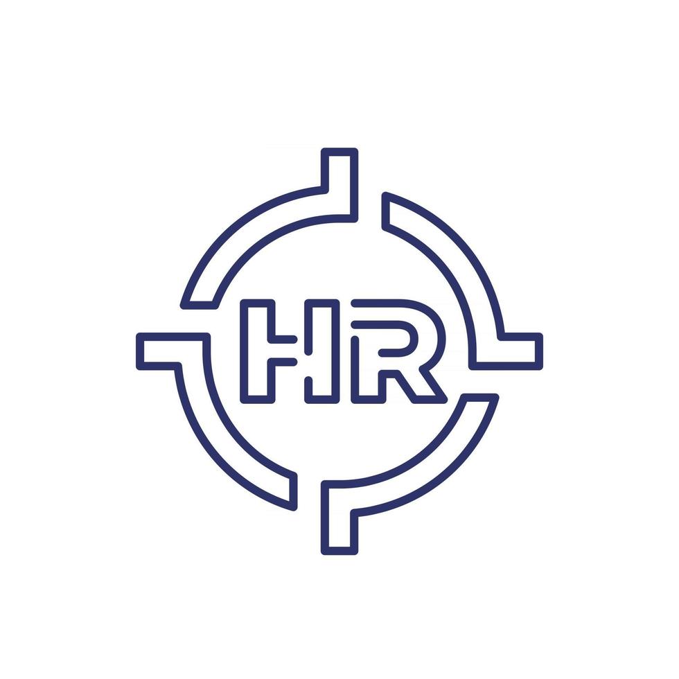 HR icon with target, human resources line vector