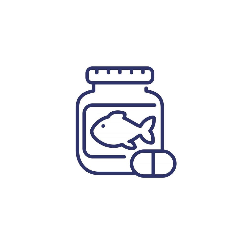 Fish oil, omega 3 line icon vector