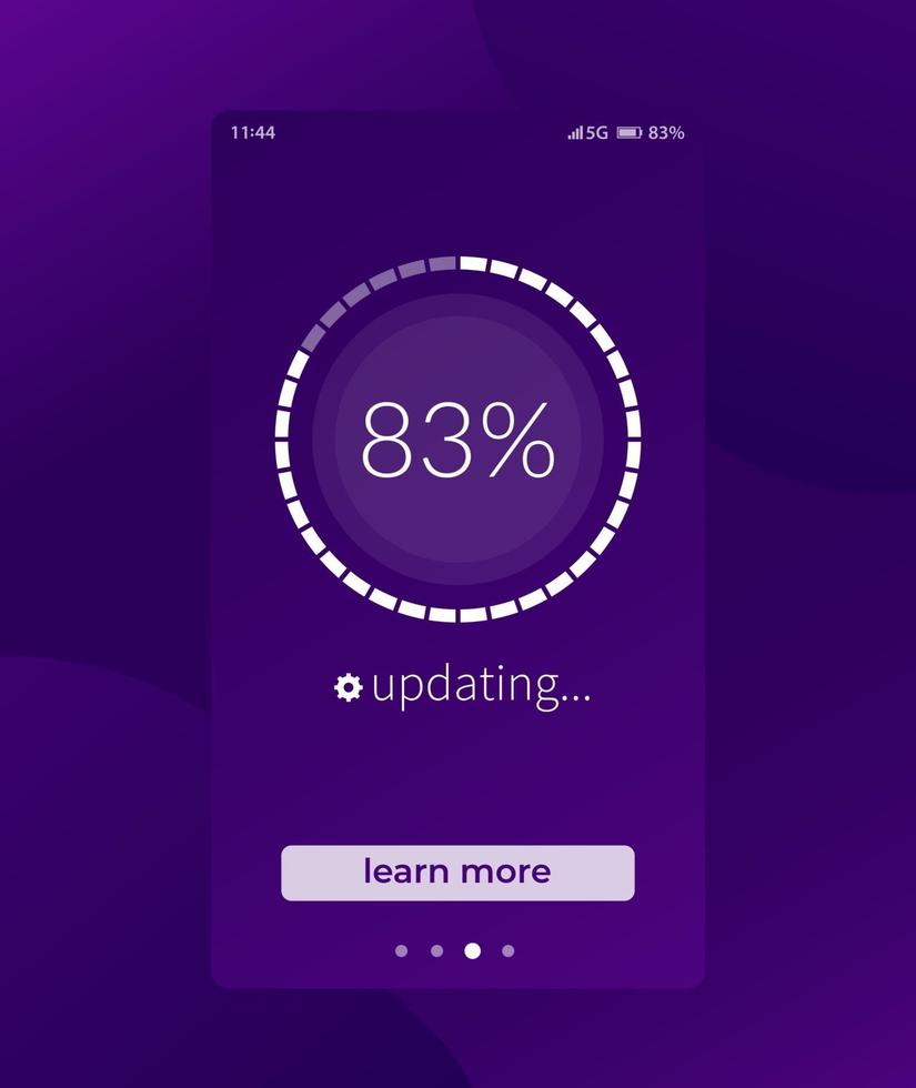 pantalla de progreso, actualización, interfaz de aplicación móvil, vector ui