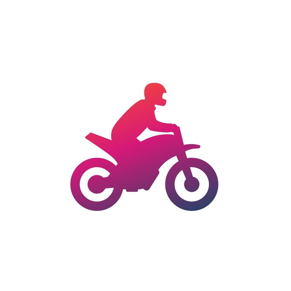 icono de motocross, piloto en un vector de motocicleta