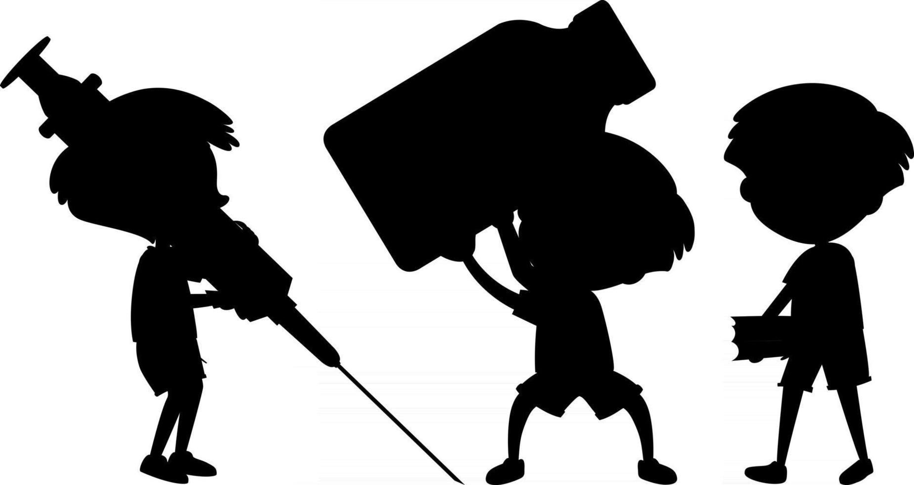 Set of kids silhouette cartoon character vector