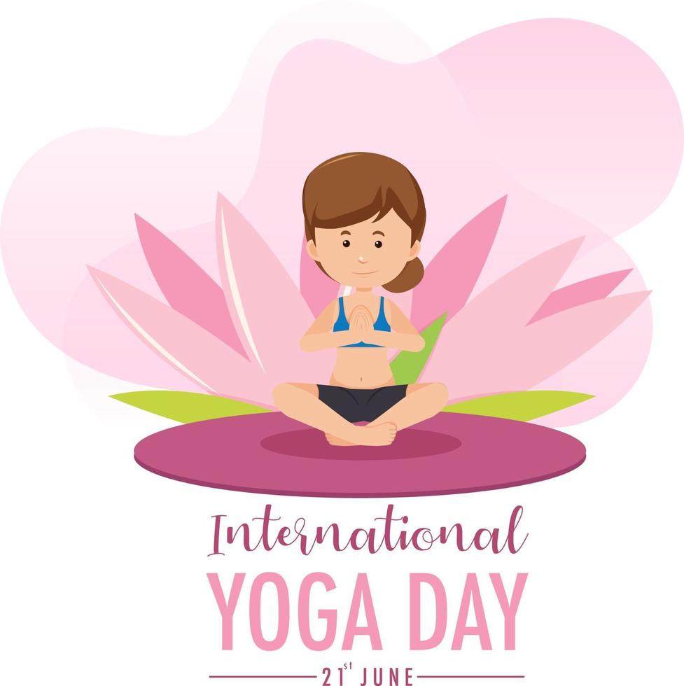 International day of Yoga banner with woman doing yoga pose vector