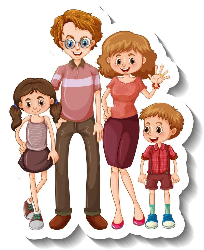 una plantilla de pegatina con un pequeño personaje de dibujos animados de  miembros de la familia 2698232 Vector en Vecteezy