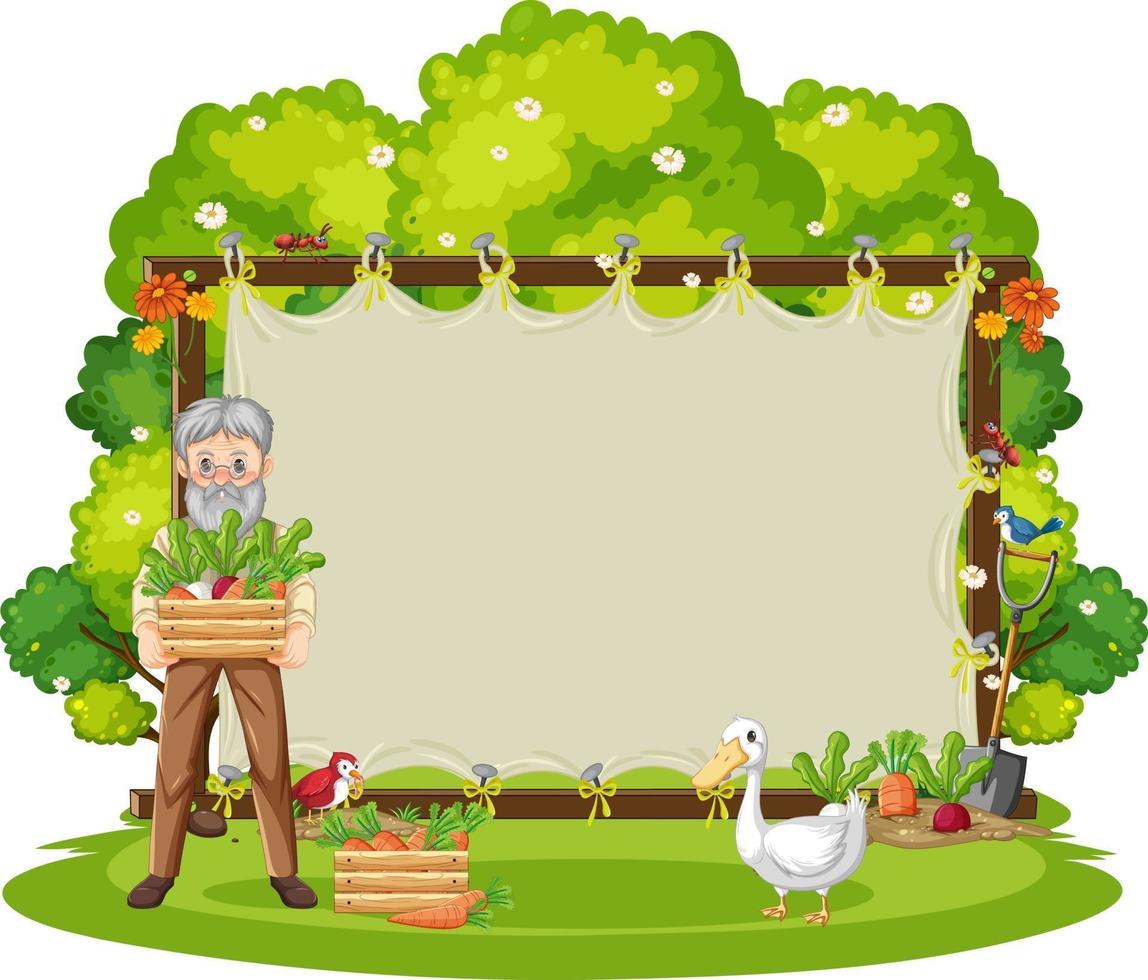 Canvas frame template in the garden scene isolated on white background vector