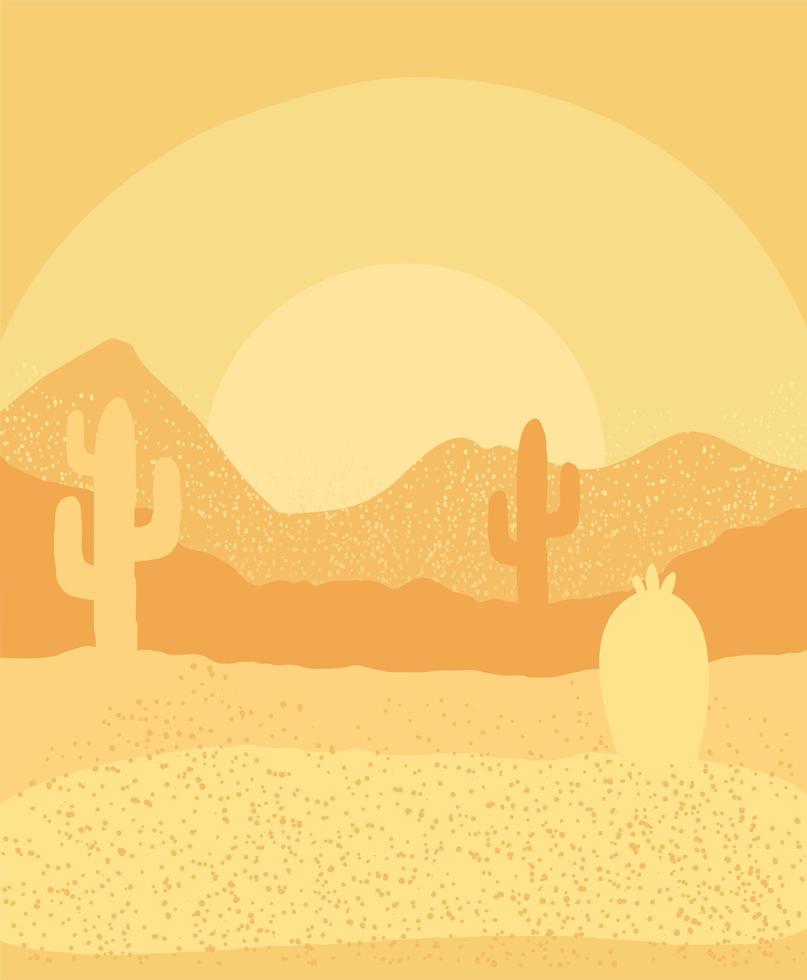 dry desert abstract landscape sunset scene vector