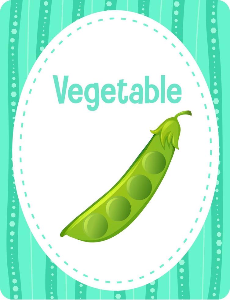 Vocabulary flashcard with word Vegetable vector