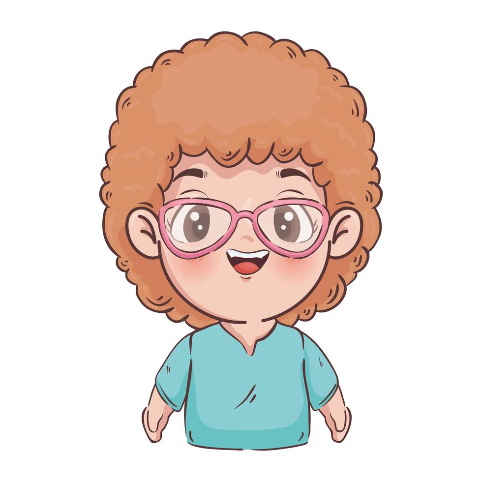 dibujos animados de niña con diseño de vector de gafas