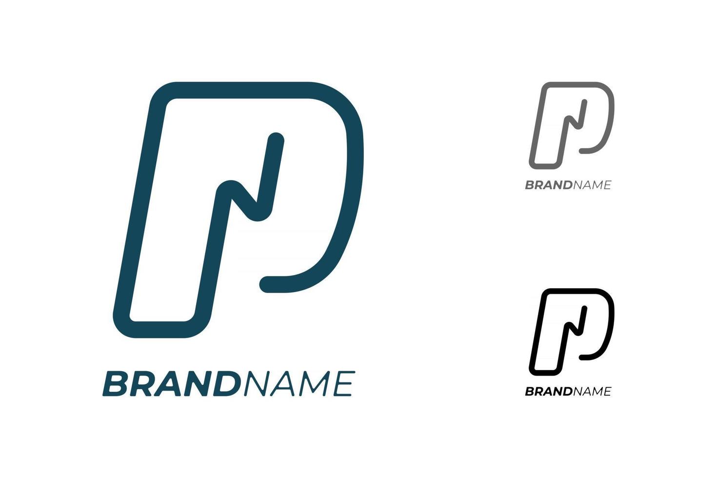 Initial letter P with electrical lightning for technology business identity logotype concept. Electric car parking and charging icon. Power energy brand logo design template illustration vector