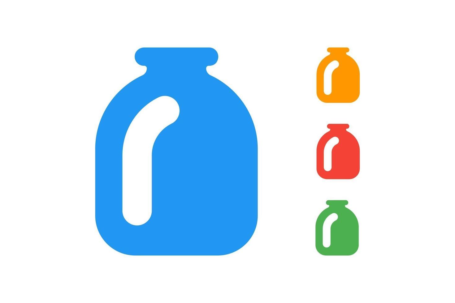 Glass jar flat vector illustration set. Kitchen bottle blue red green orange colors icons