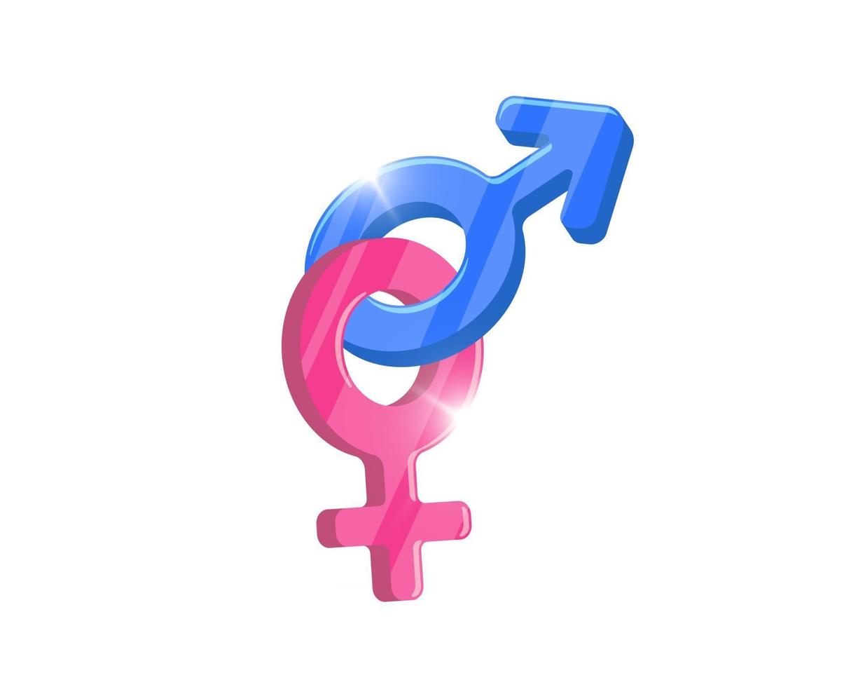 Heterosexual gender symbol combined mars and venus icons. Male and female equality vector concept sign. Isolated sex pictogram illustration