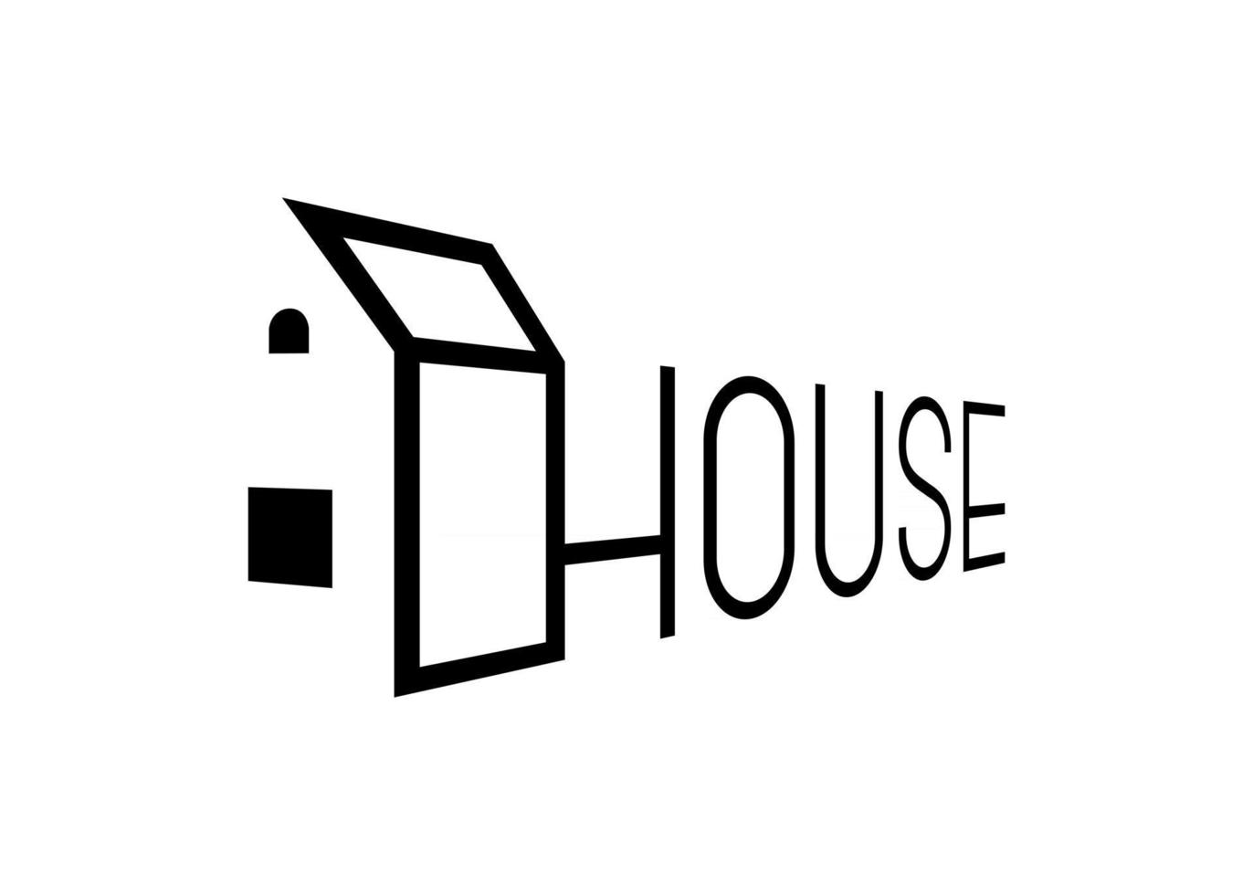 House linear logo perspective design template. Home development linear brand identity concept. Architecture and property building logotype. Real estate vector isolated eps illustration