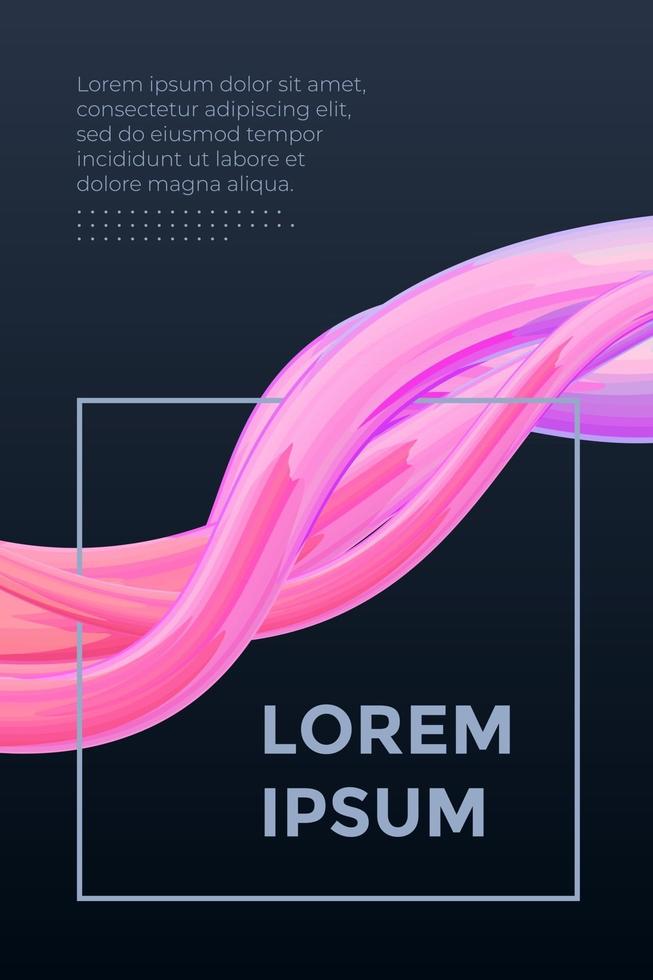 Modern colorful dynamic fluid flow poster template. Wave liquid shape on dark color background. Art design for design project. Vector abstract gradient vertical brochure cover design illustration