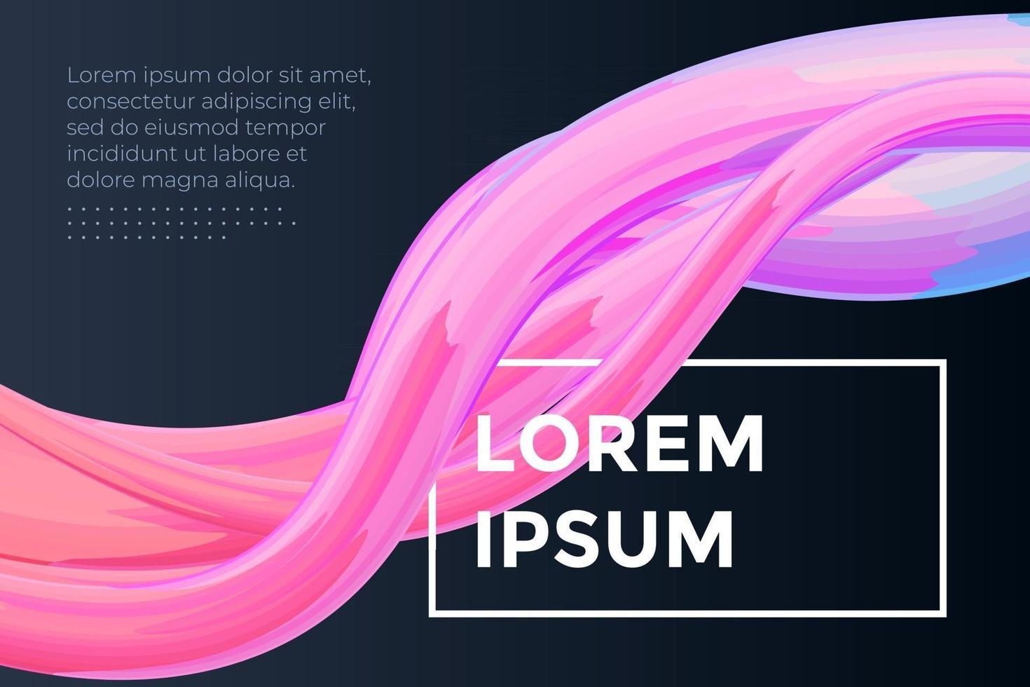 Modern colorful dynamic fluid flow poster template. Wave liquid shape on dark color background. Art design for design project. Vector abstract gradient illustration