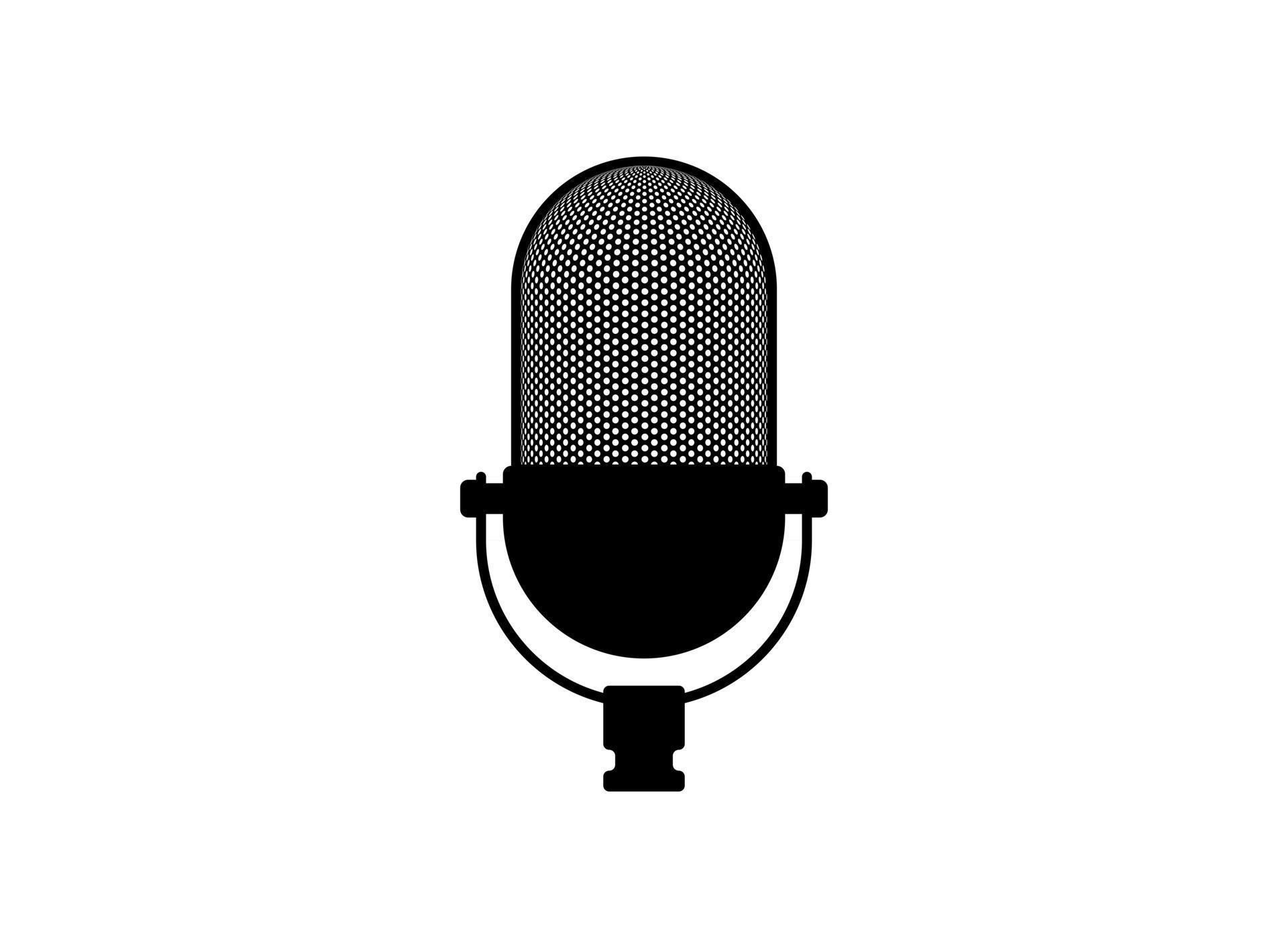 Retro vintage microphone vector. Mic silhouette. Music, voice, record