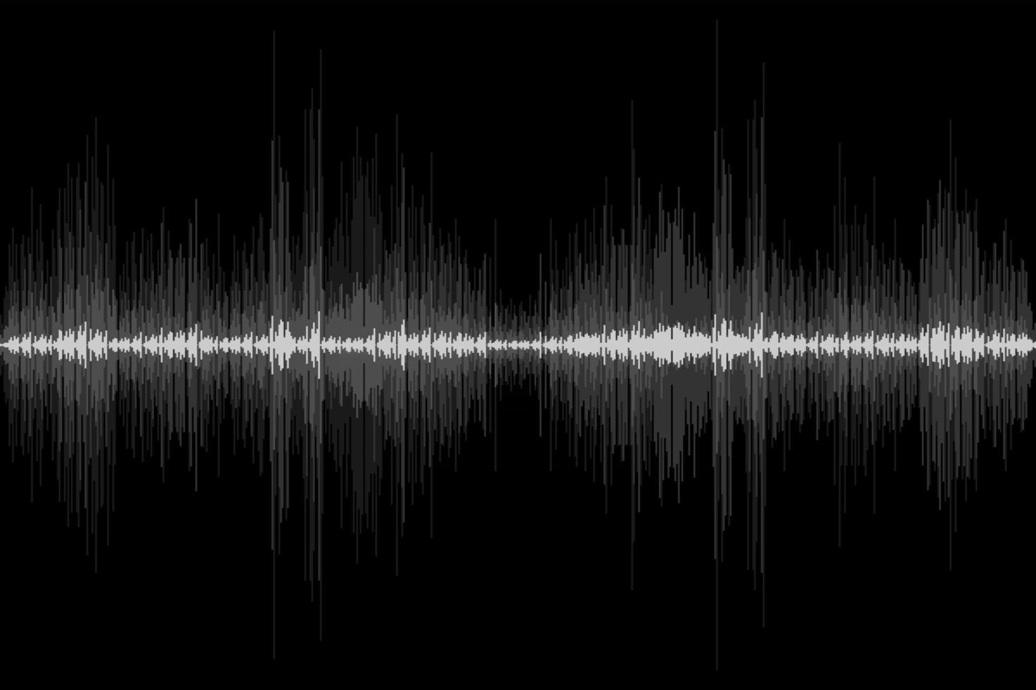 Sound wave rhythm on black background. Abstract motion audio voice signal symbol. Vector illustration