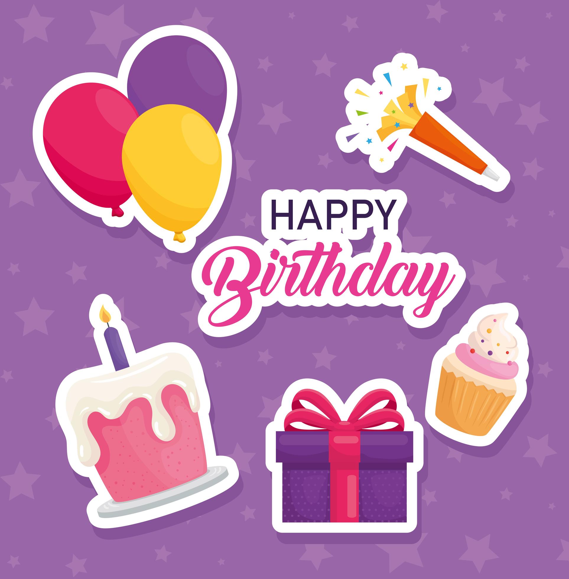Happy birthday stickers icon set vector design 2698579 Vector Art at