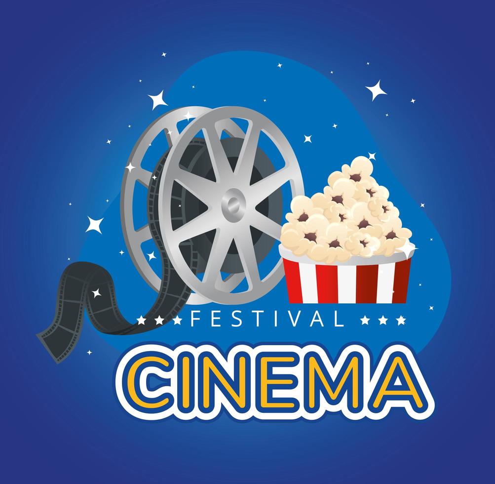 Cinema festival reel and popcorn vector design