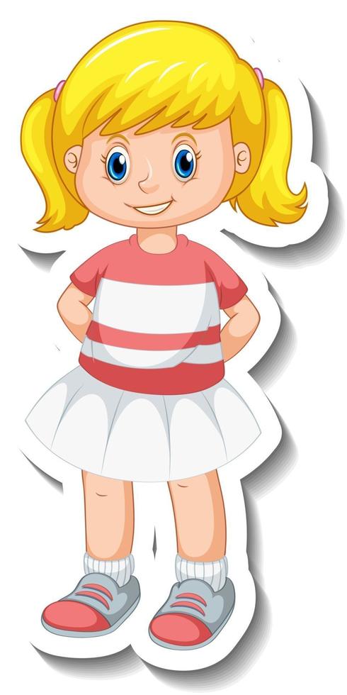 Sticker template with a girl wears pajamas cartoon character isolated  2723050 Vector Art at Vecteezy