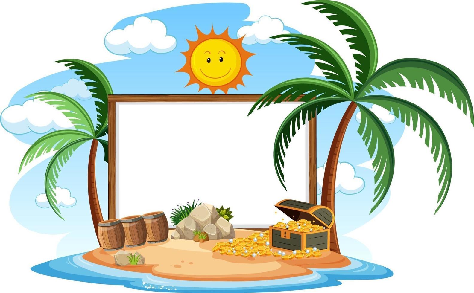 Pirate Island with blank banner template isolated vector