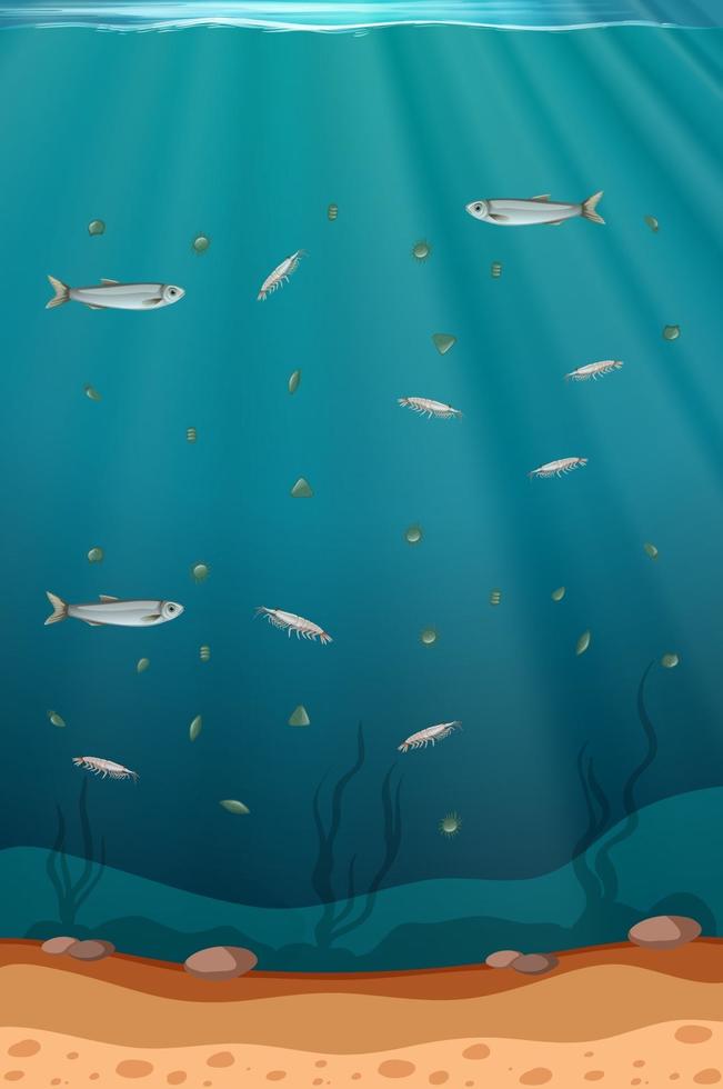 Fish and plankton in the water vector