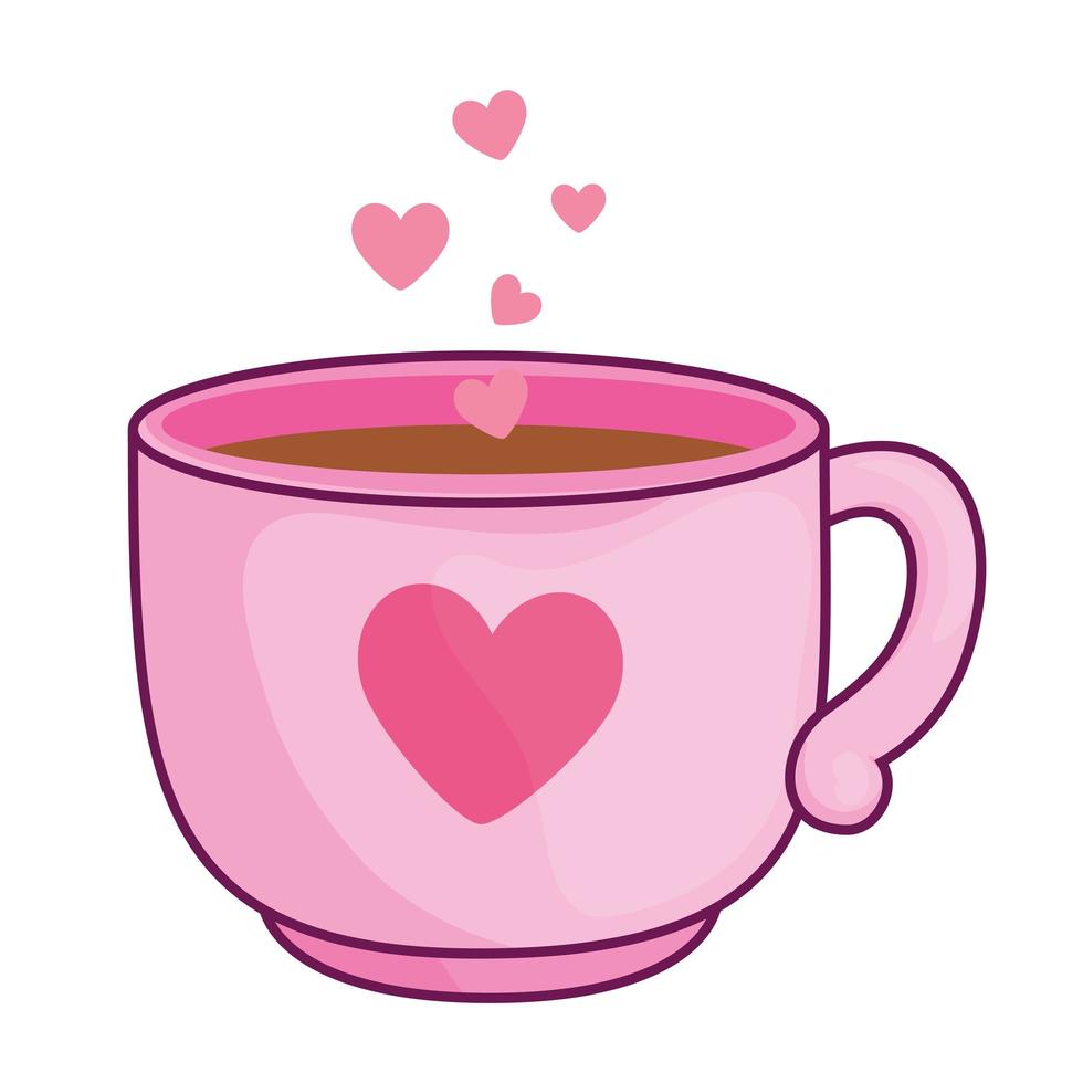 Love coffee cup with heart vector design