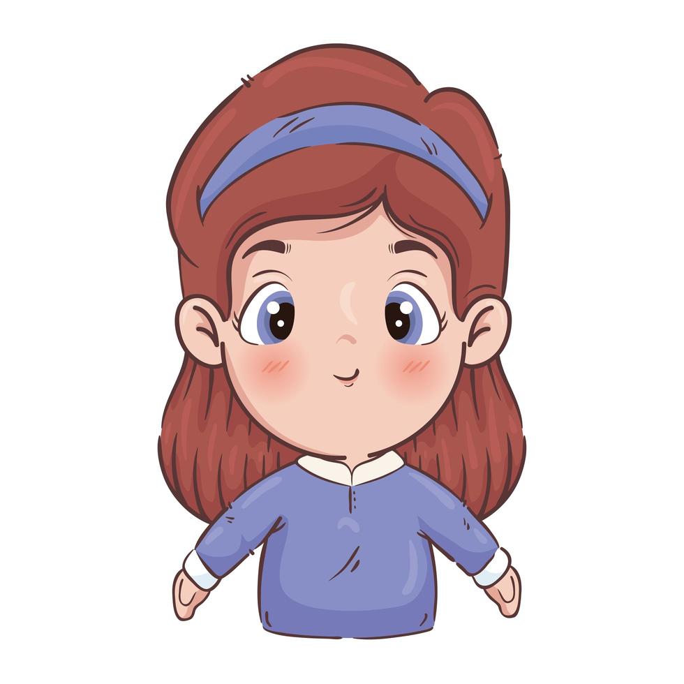 Girl cartoon with blue pullover vector design