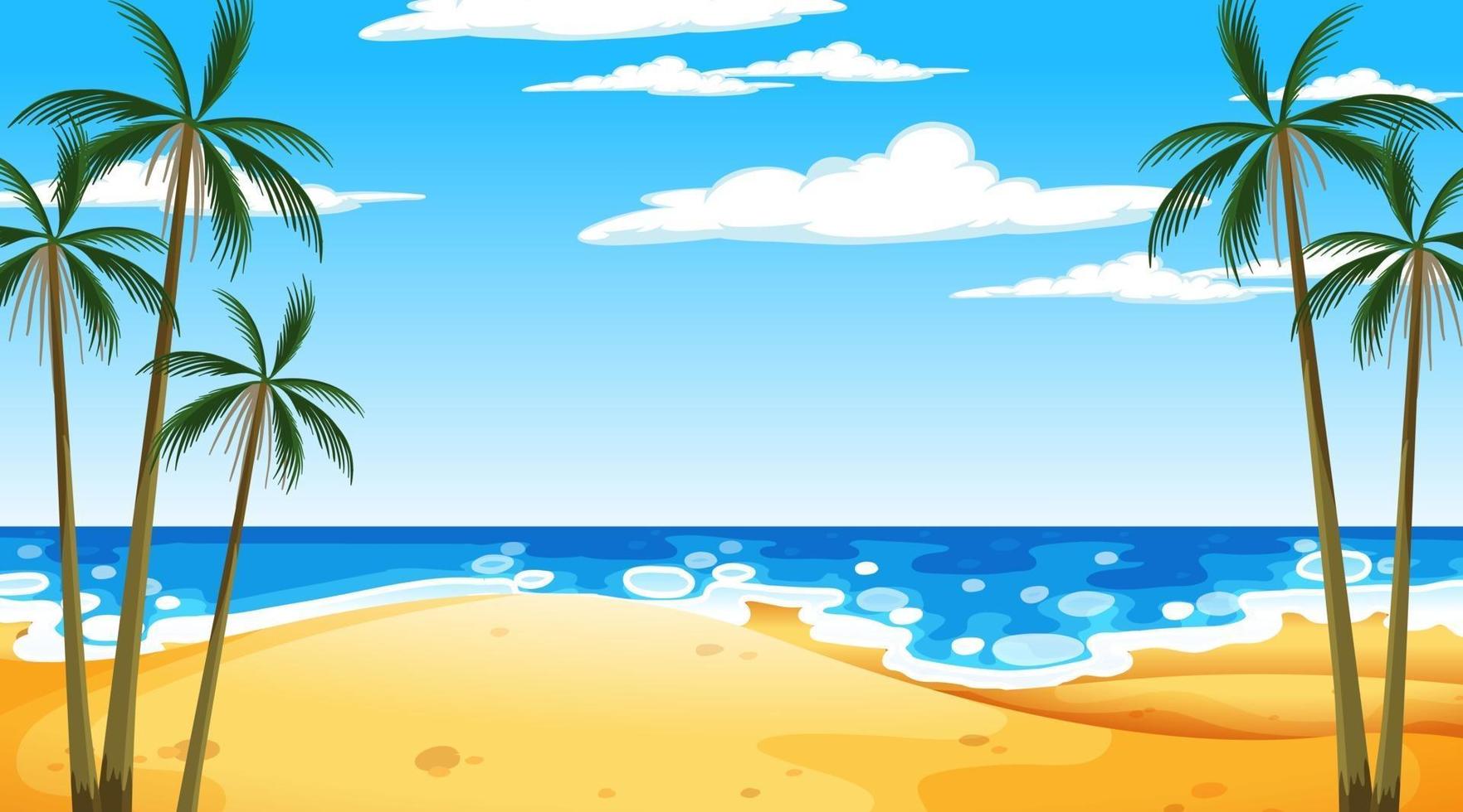 Beach at daytime landscape scene with palm tree vector