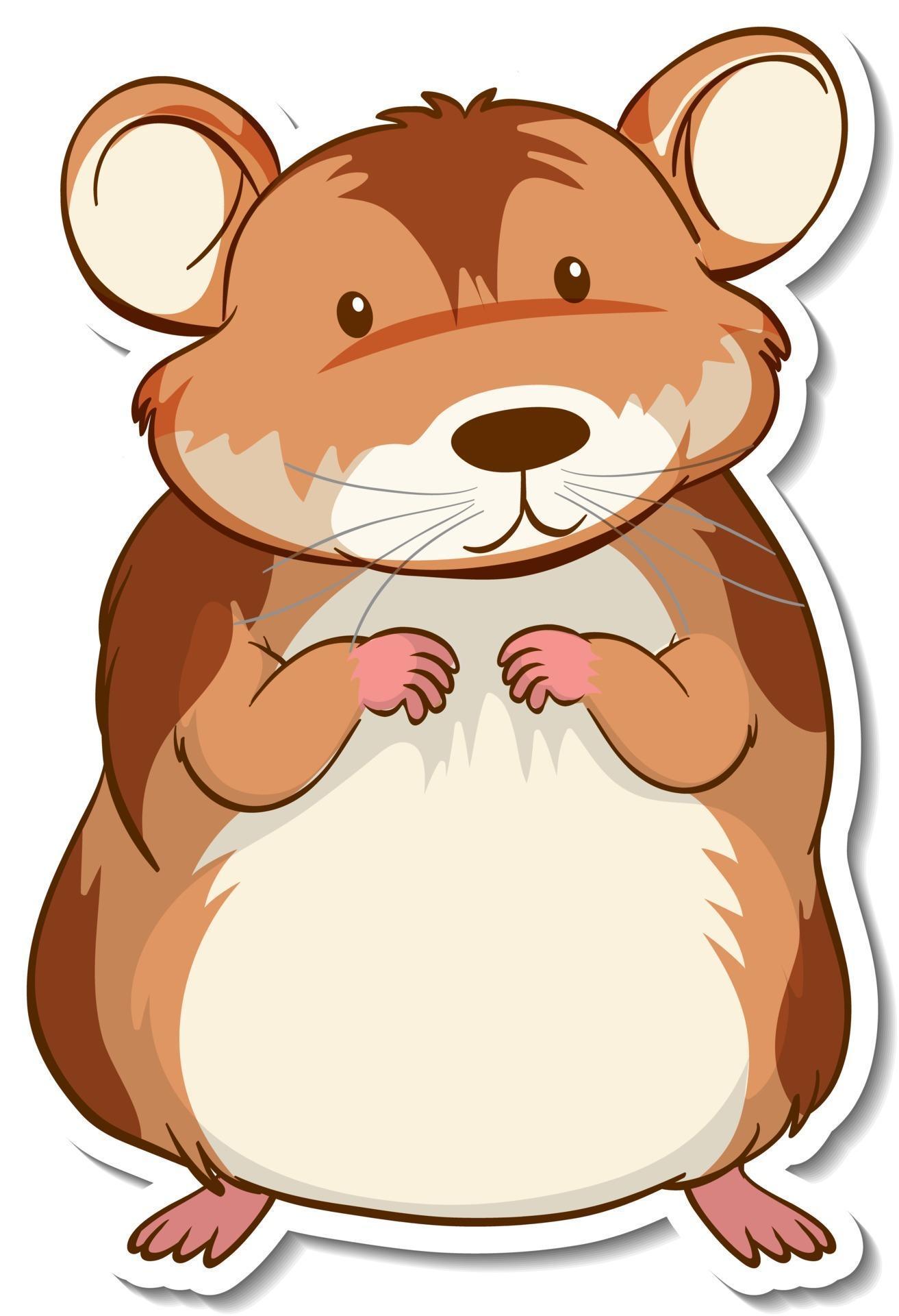A sticker template with a hamster cartoon character isolated 2698973