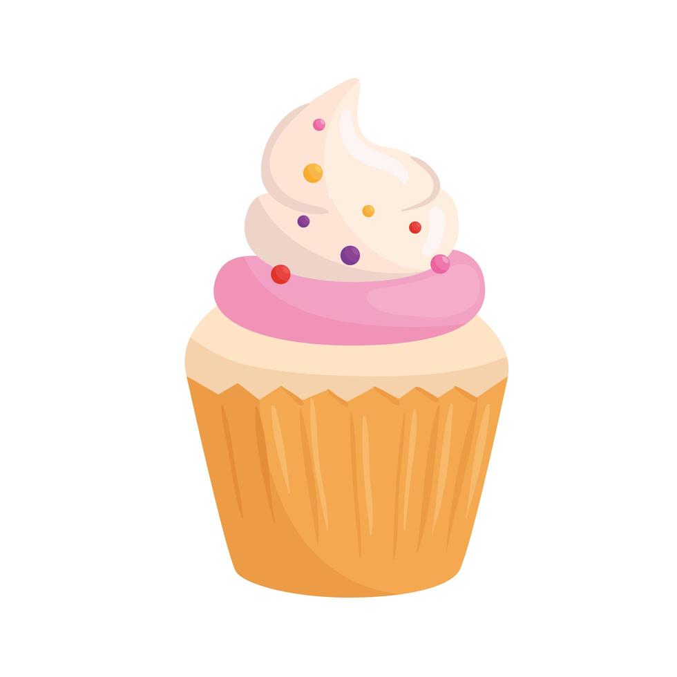 cupcake dulce con diseño de vector de crema