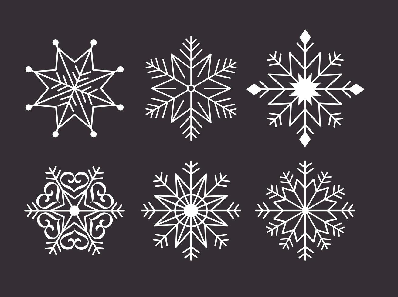 feliz tarjeta de feliz navidad con copos de nieve de paquete vector