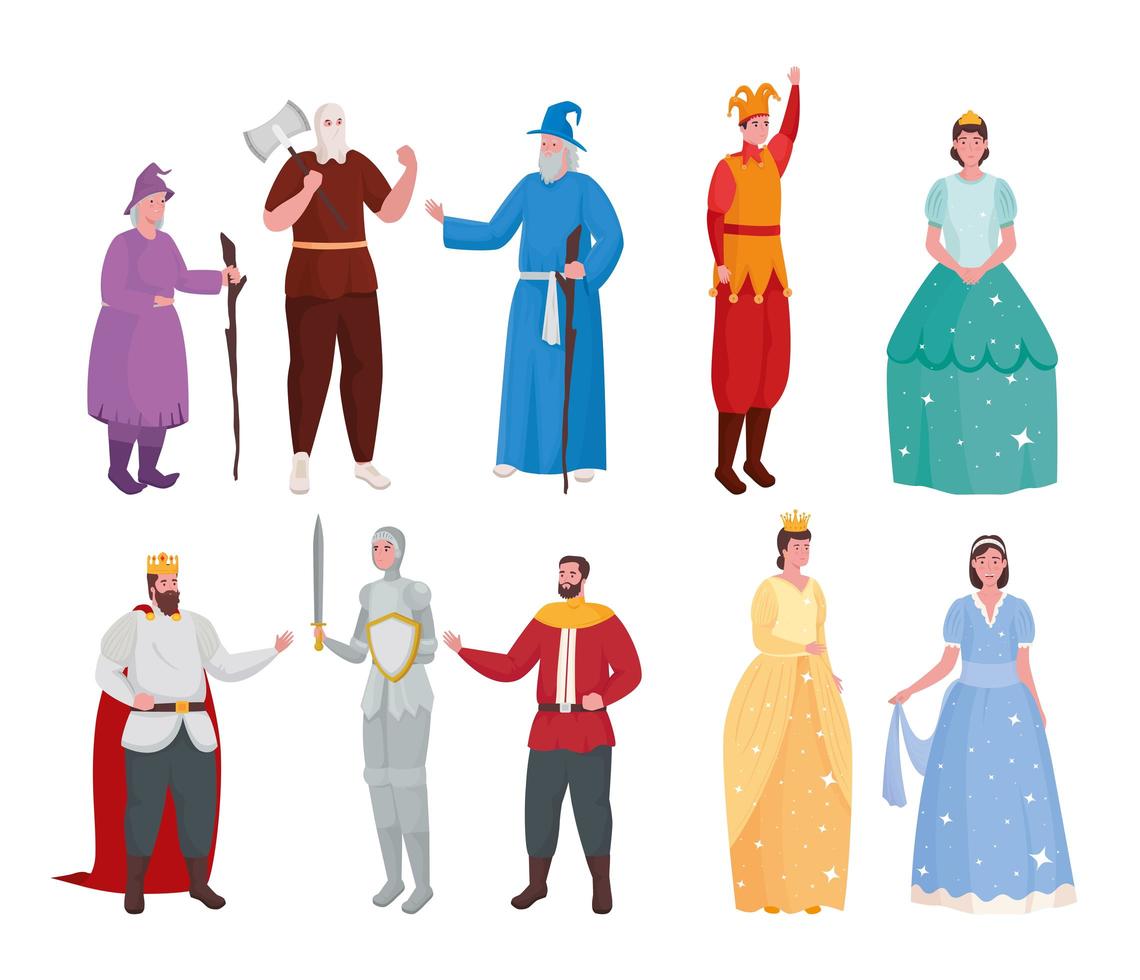 Fairytale people cartoons symbol set vector design
