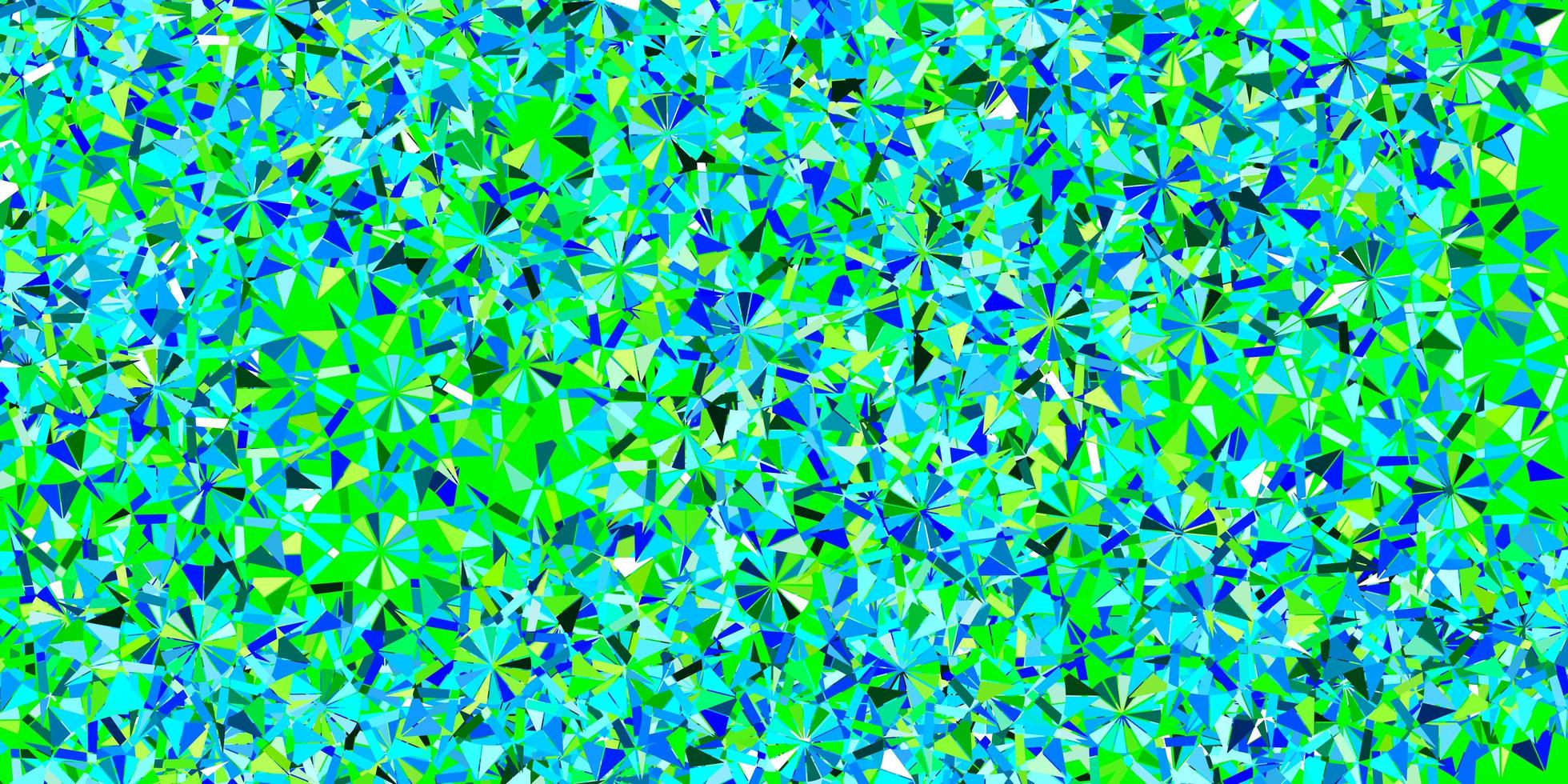 patrón de vector verde azul claro con copos de nieve de colores