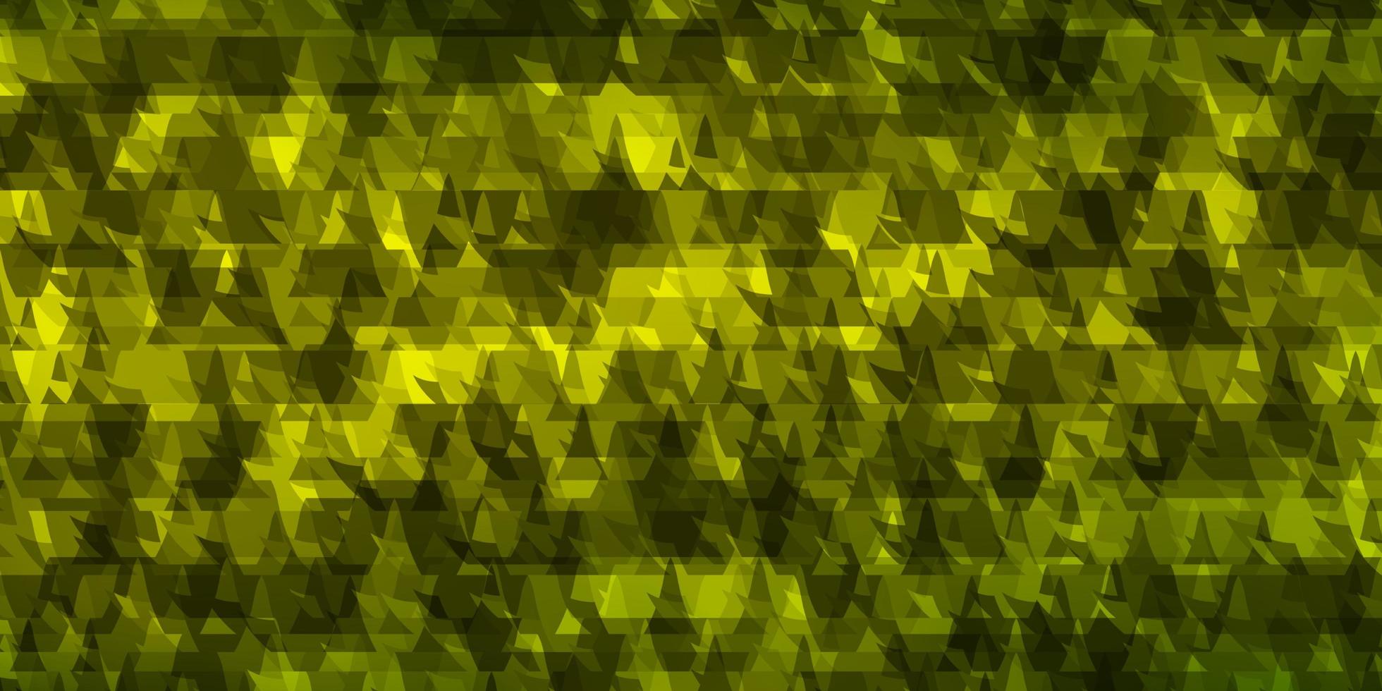 Plantilla de vector amarillo verde claro con líneas triangulares
