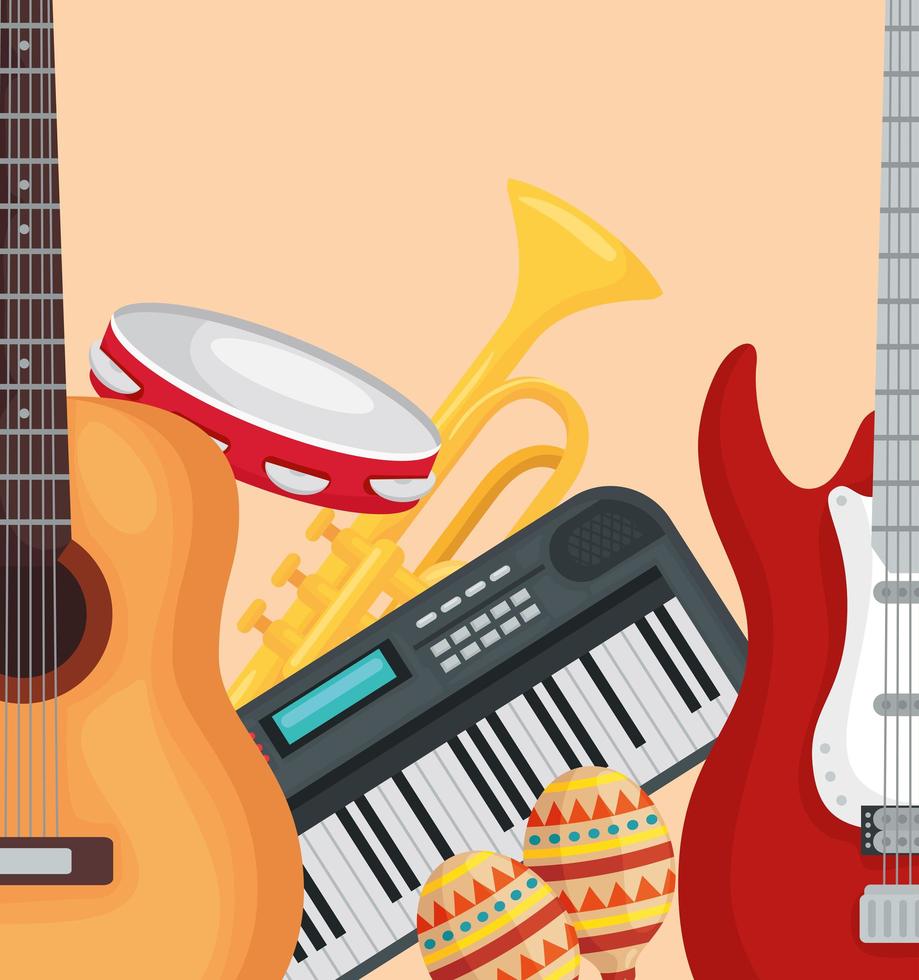 Music instruments symbol collection vector design