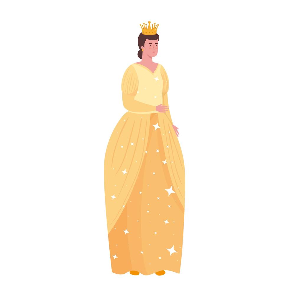 diseño de vector de dibujos animados de reina de cuento de hadas