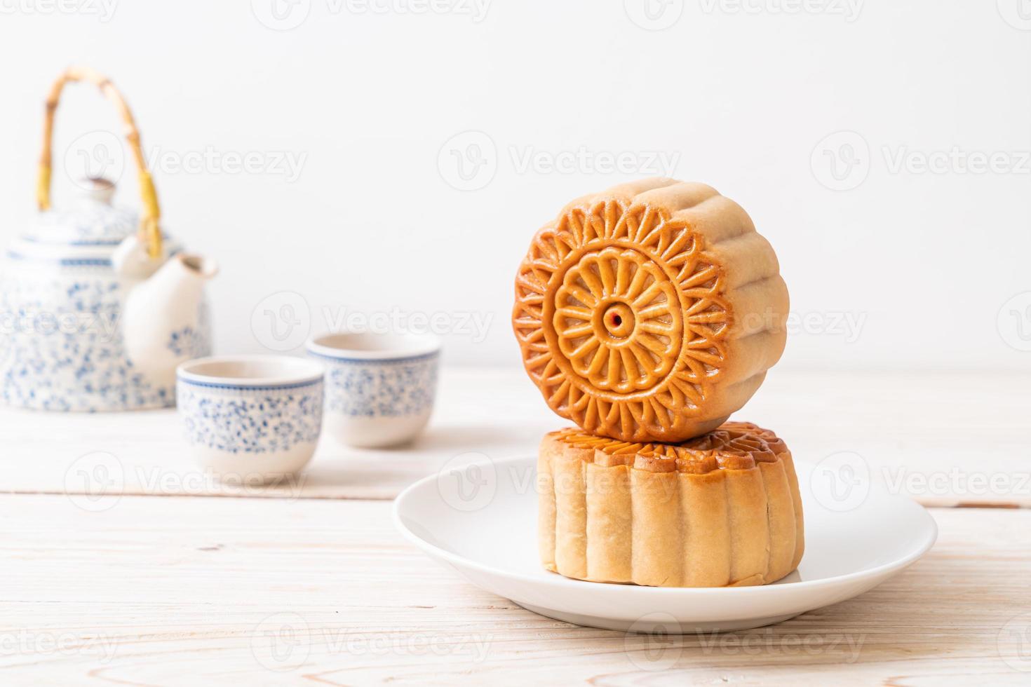 Chinese moon cake on plate photo