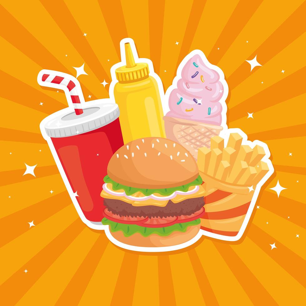 diseño de vector de paquete de símbolo de comida rápida