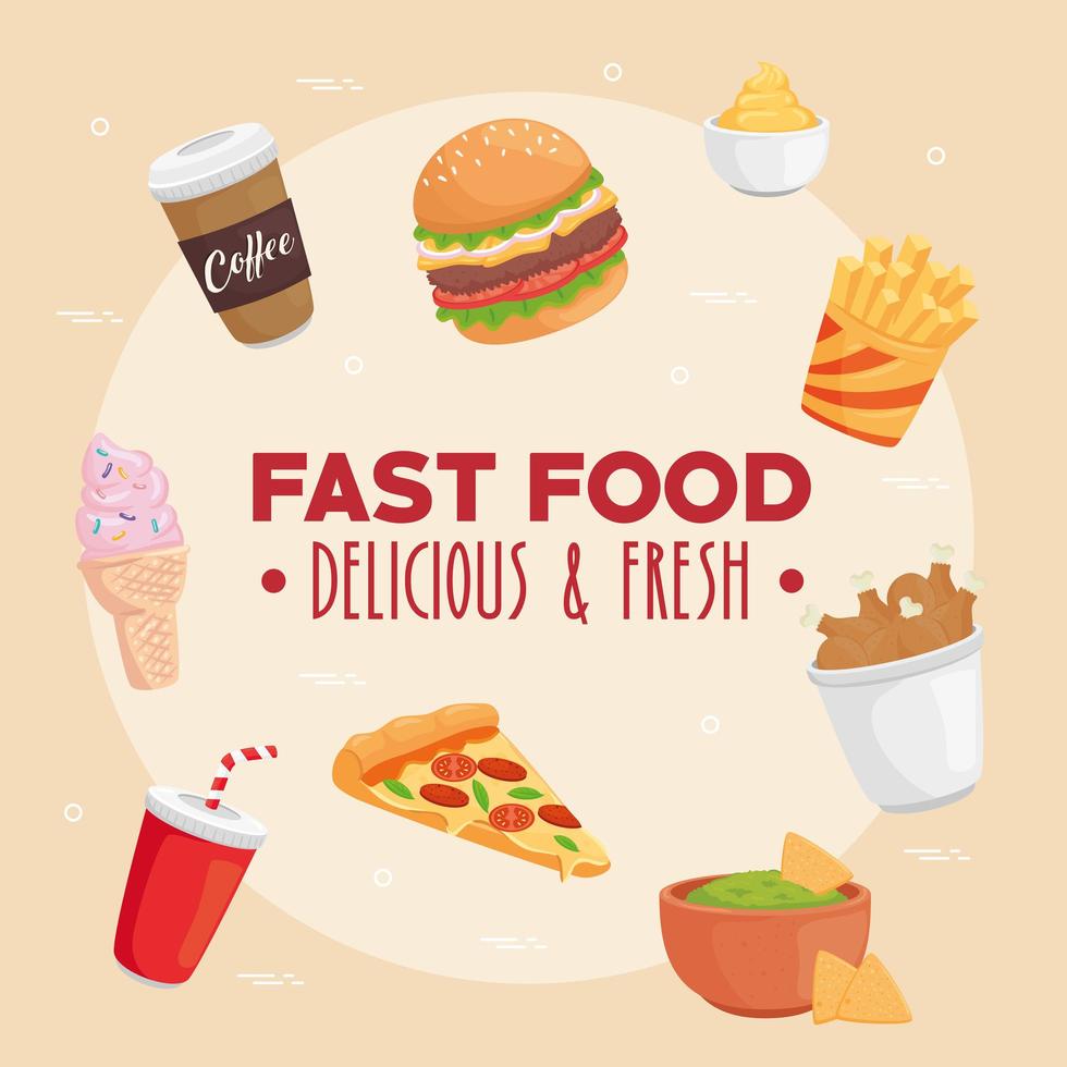 Fast food icon group vector design