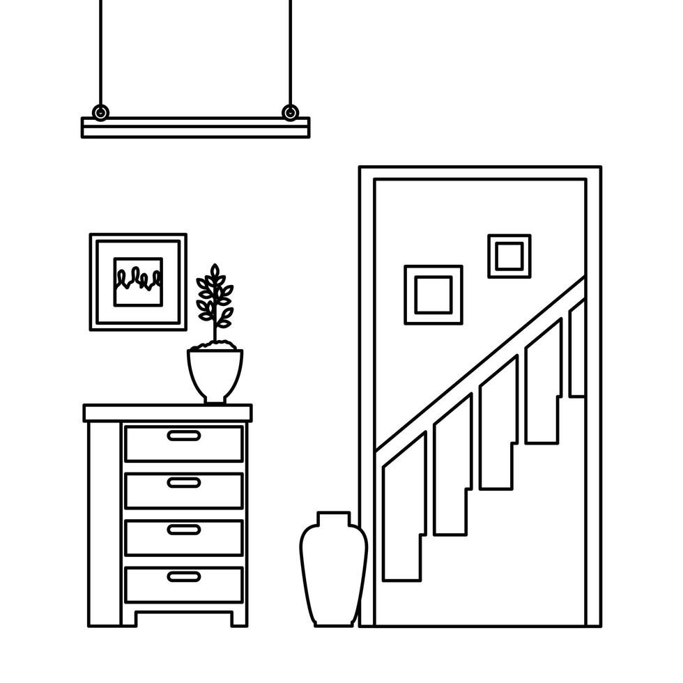 house place with drawer scene vector