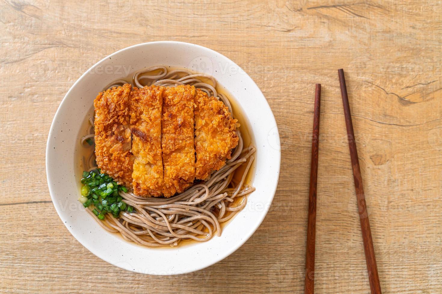 Soba ramen noodle with Japanese fried pork cutlet photo